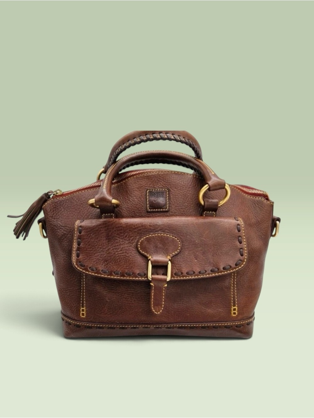 Vintage Dooney & Bourke Florentine Pocket Satchel in Chestnut Brown
